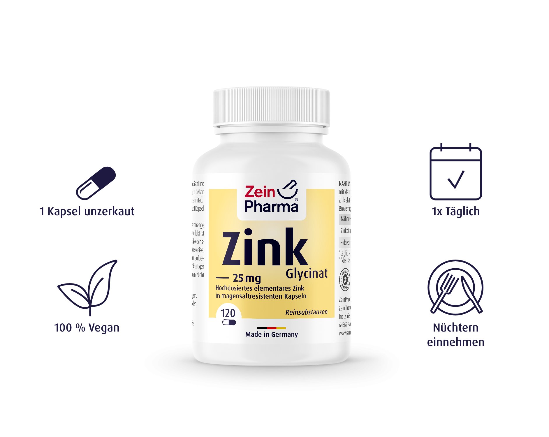 Zink Glycinat 25 mg - 120 Kapseln