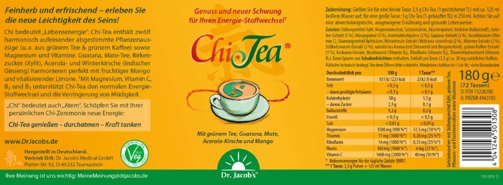 Chi-Tea mit grnem Tee, Guarana, Mate & mehr - 180g