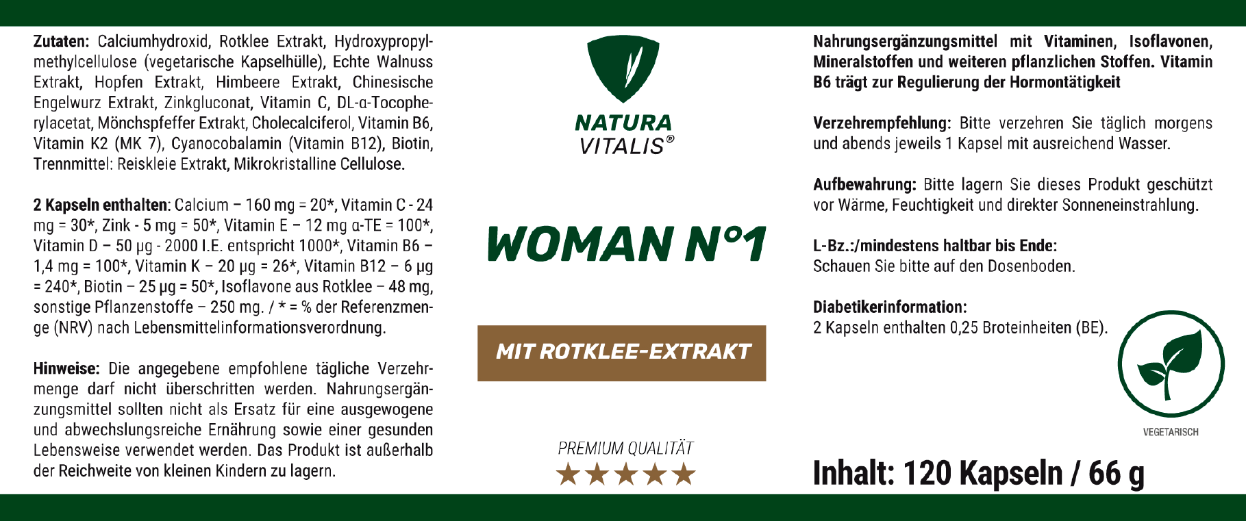 Woman No. 1 - 120 Kapseln von Natura Vitalis - Fr die Wechseljahre