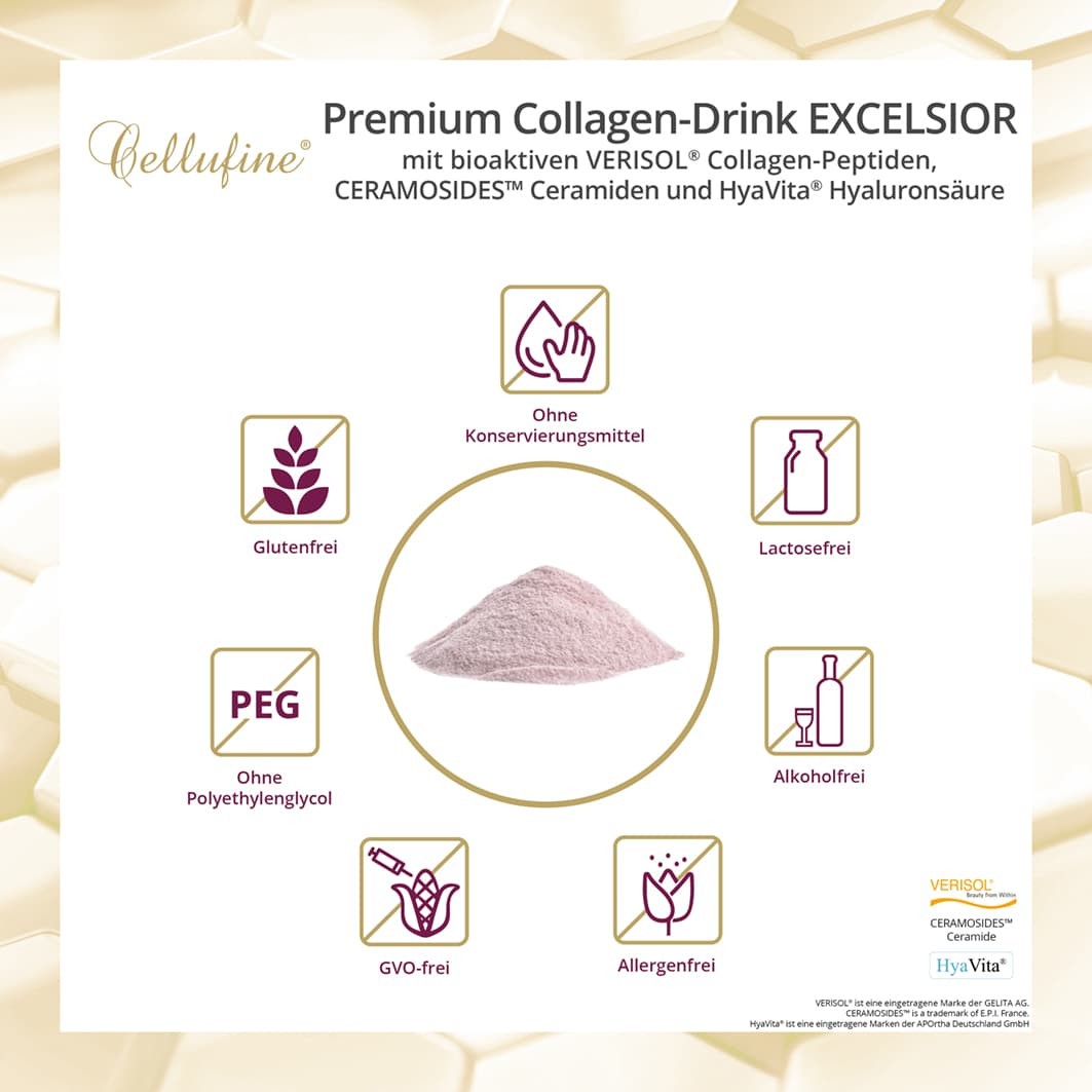 Cellufine Premium Collagen-Drink excelsior mit HyaVita Hyaluronsure & Verisol