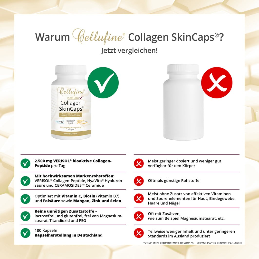 Cellufine Collagen SkinCaps mit Verisol & HyaVita Hyaluronsure - 180 Kapseln