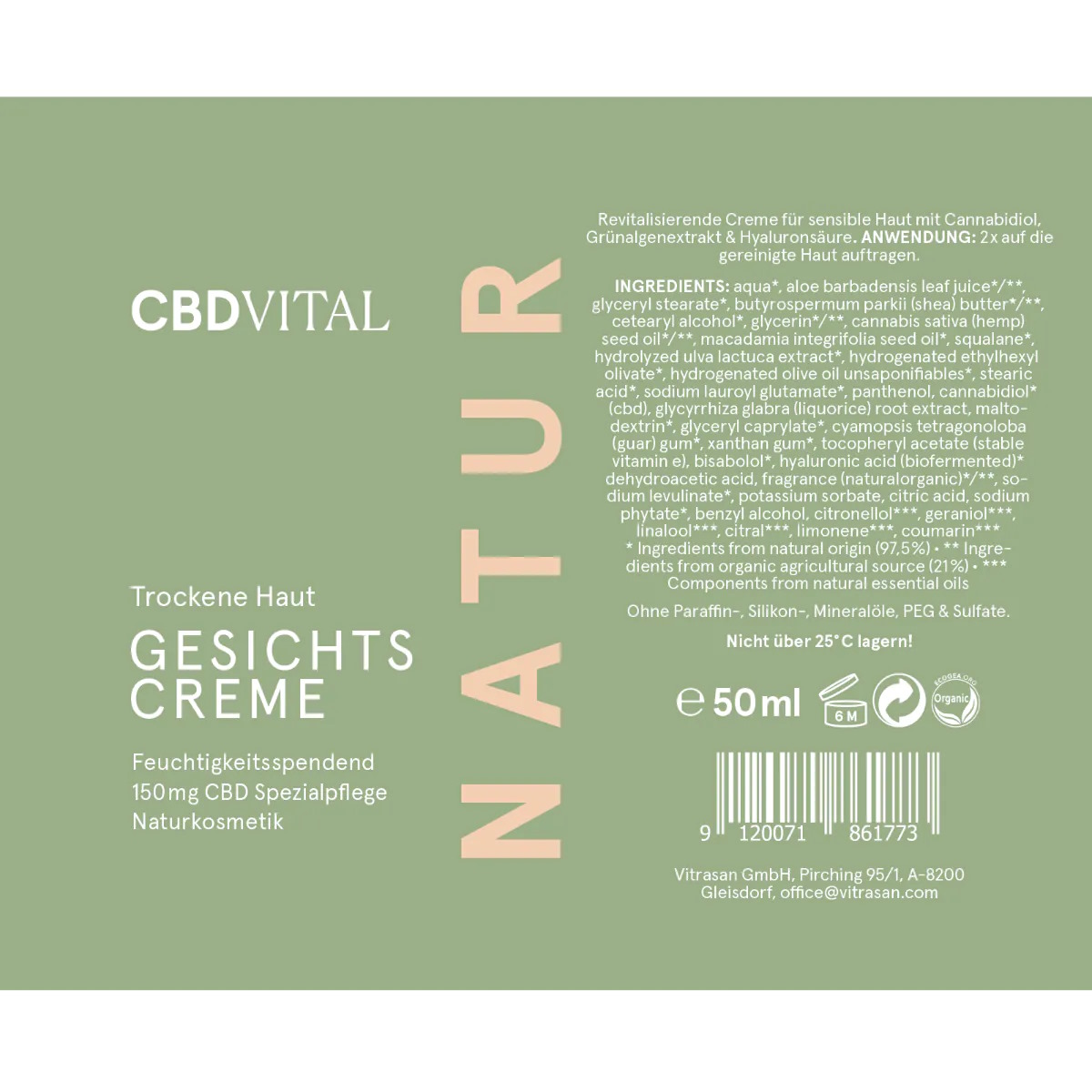 CBD Vital Trockene Haut Gesichtscreme - 50ml