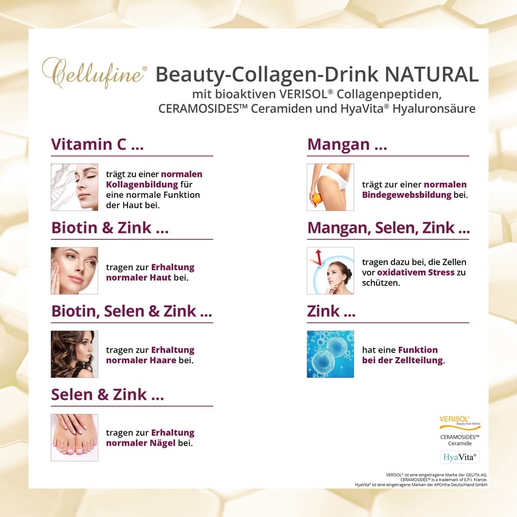 Cellufine Beauty-Collagen-Drink mit HyaVita Hyaluronsure NATURAL - 180g
