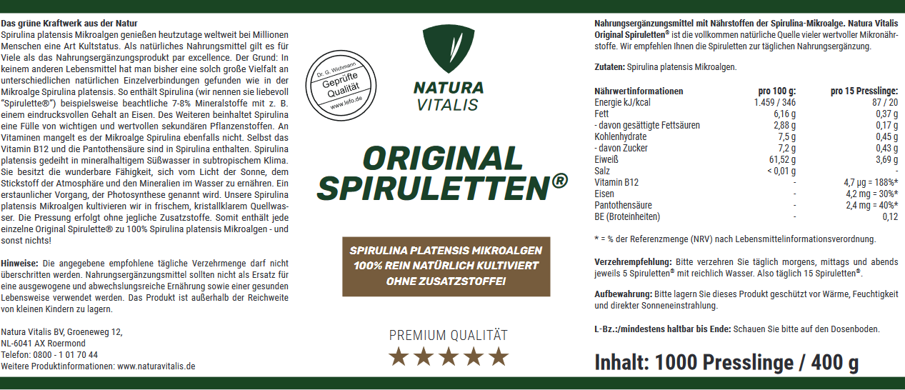 Spirulina 1000 Original Spiruletten