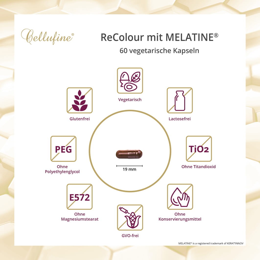 Cellufine ReColour-Kapseln mit natrlichem MELATINE Melanin
