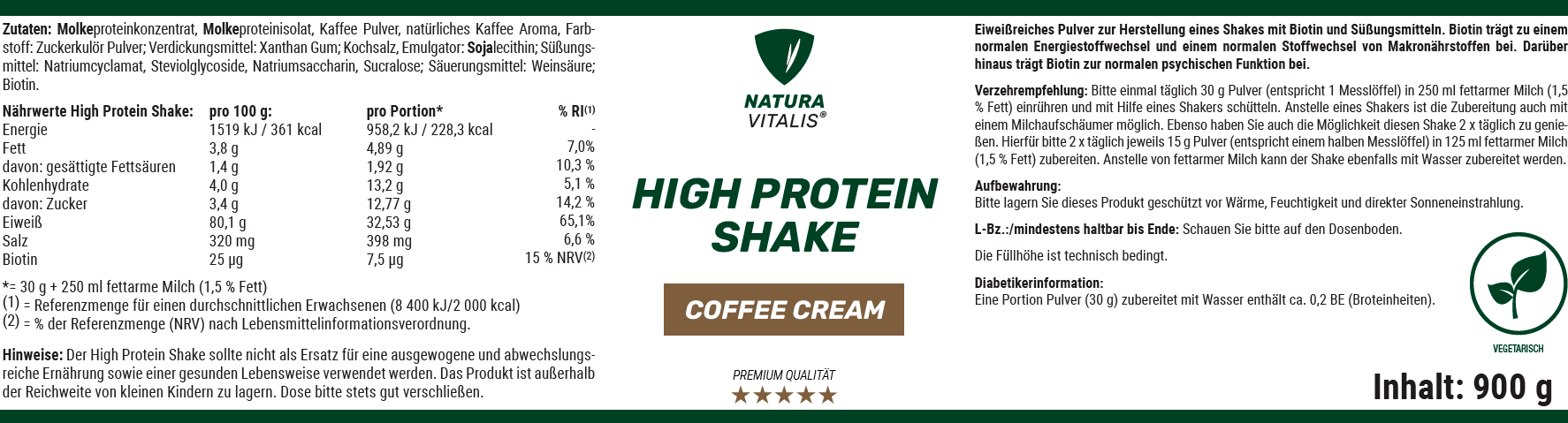 High Protein Shake von Natura Vitalis