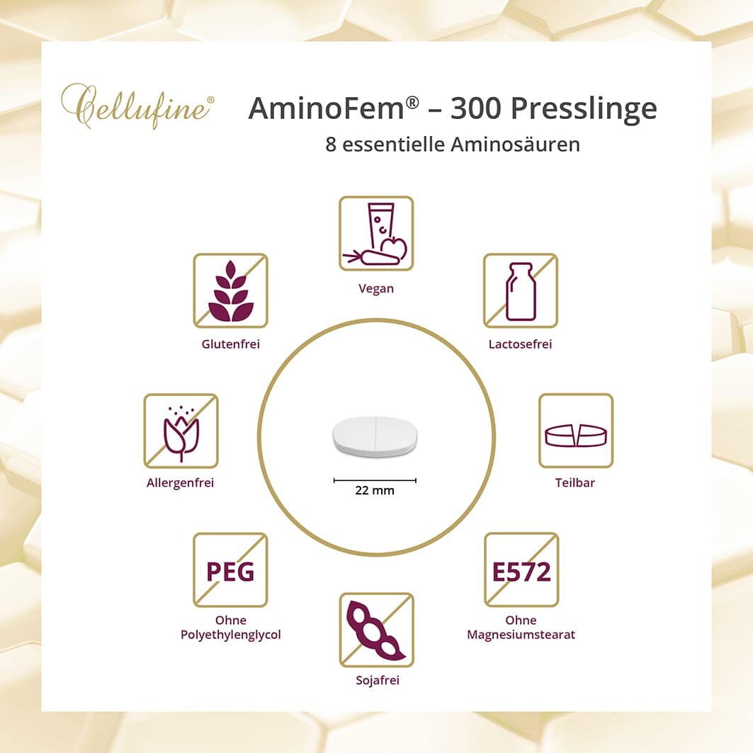 Cellufine AminoFem - 8 essentielle Aminosuren - 300 vegane Tabletten