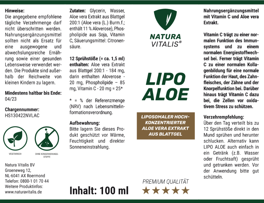 Lipo Aloe Vera Extrakt - 100ml