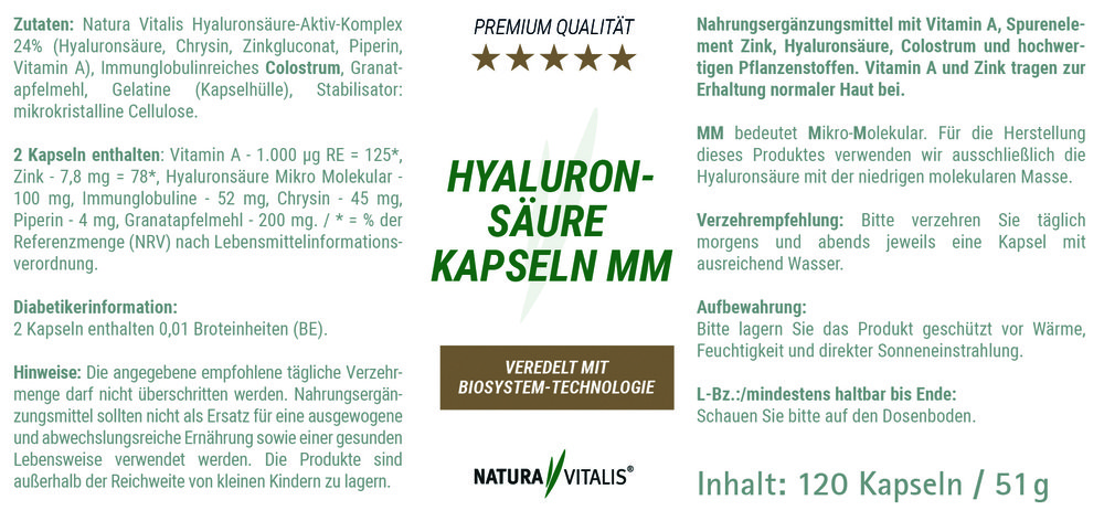 Hyaluronsure-Kapseln MM - 120 Kapseln