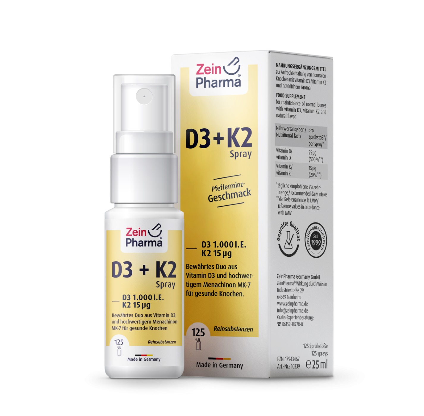 Vitamin D3 1000I.E. + K2 15g Spray