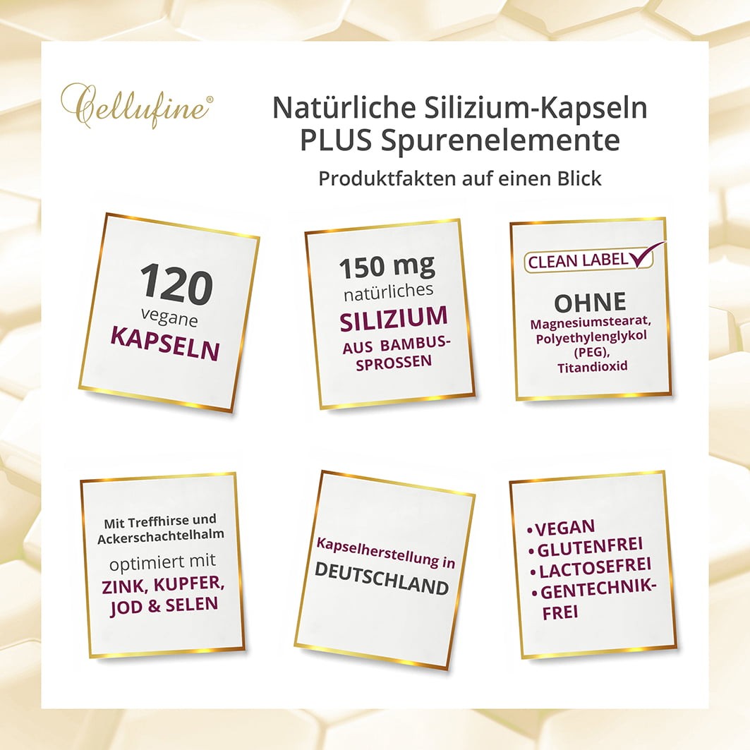 Cellufine Silizium-Kapseln PLUS Spurenelemente - 120 vegane Kapseln