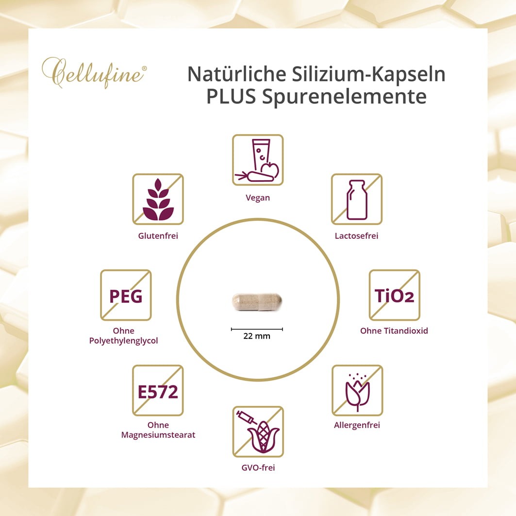 Cellufine Silizium-Kapseln PLUS Spurenelemente - 120 vegane Kapseln