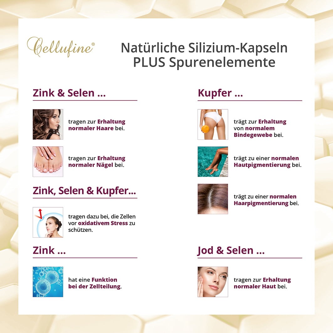 Cellufine Silizium-Kapseln PLUS Spurenelemente - 120 vegane Kapseln