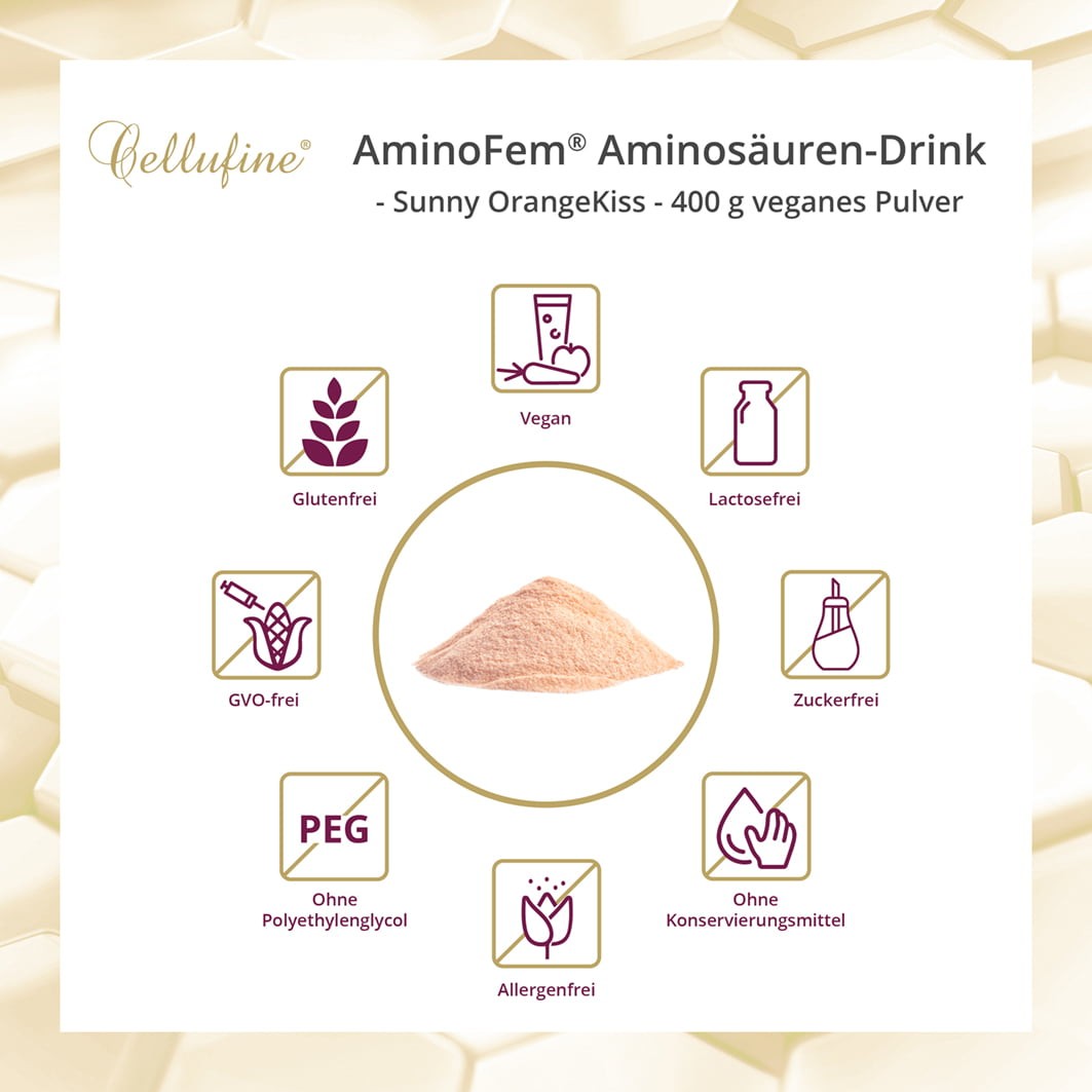 Cellufine AminoFem Aminosuren Drink - Sunny OrangeKiss veganes Pulver - 400g