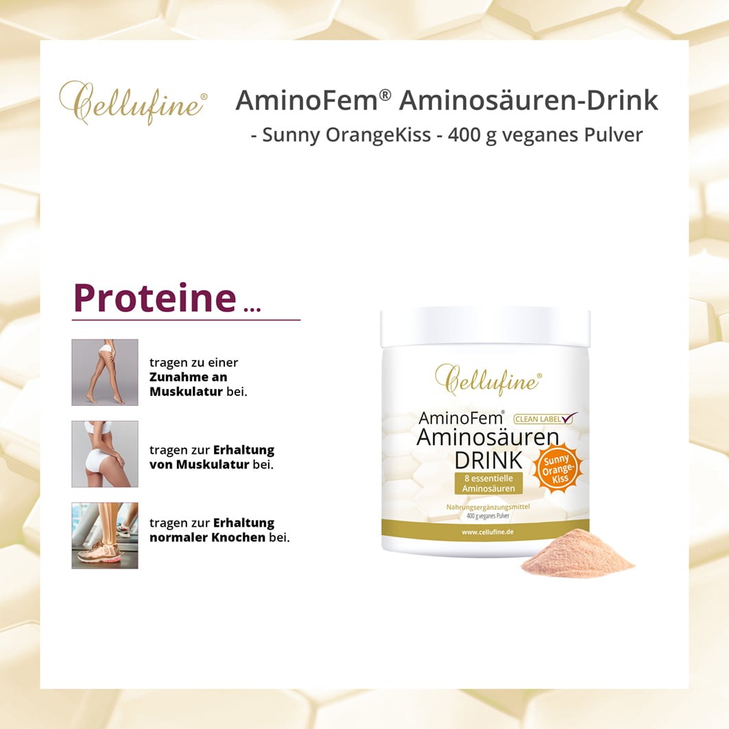 Cellufine AminoFem Aminosuren Drink - Sunny OrangeKiss veganes Pulver - 400g