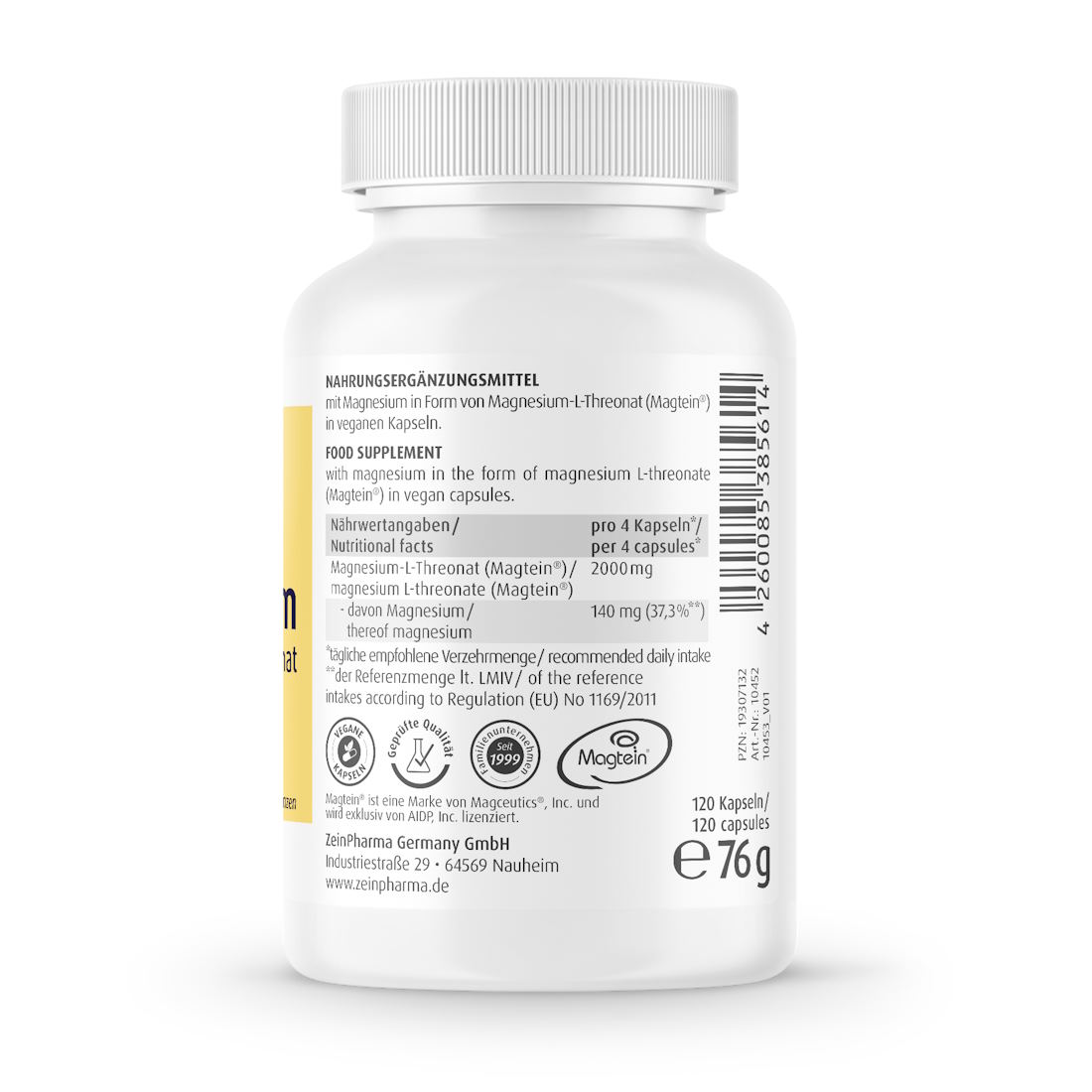 Magtein Magnesium-L-Threonat 500 mg - 120 Kapseln