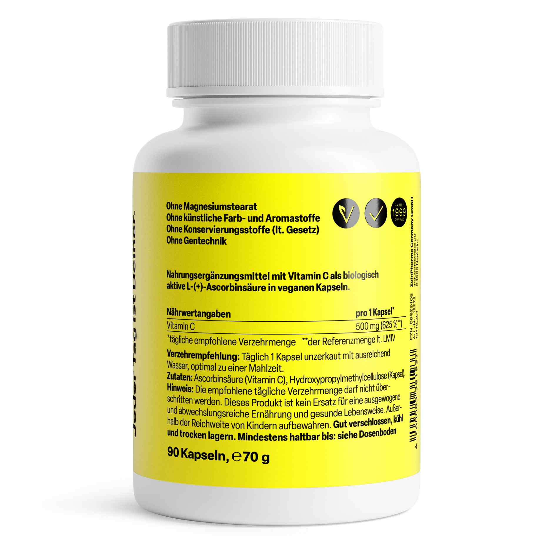 Vitamin C Kapseln 500mg 90 Kapseln - hochdosiert