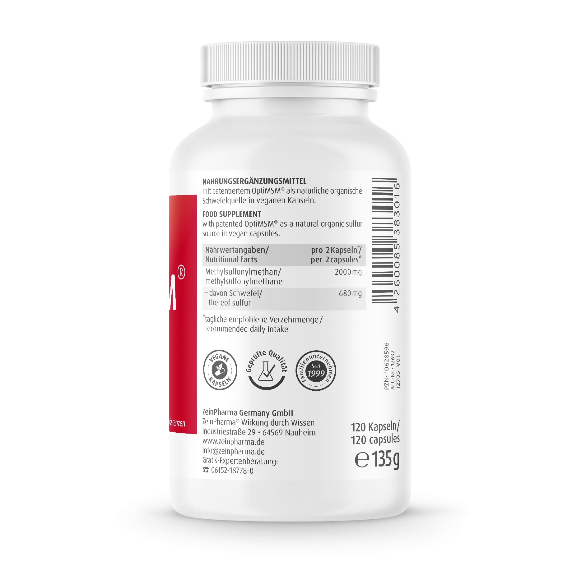 ZeinPharma OptiMSM 120 Kapseln