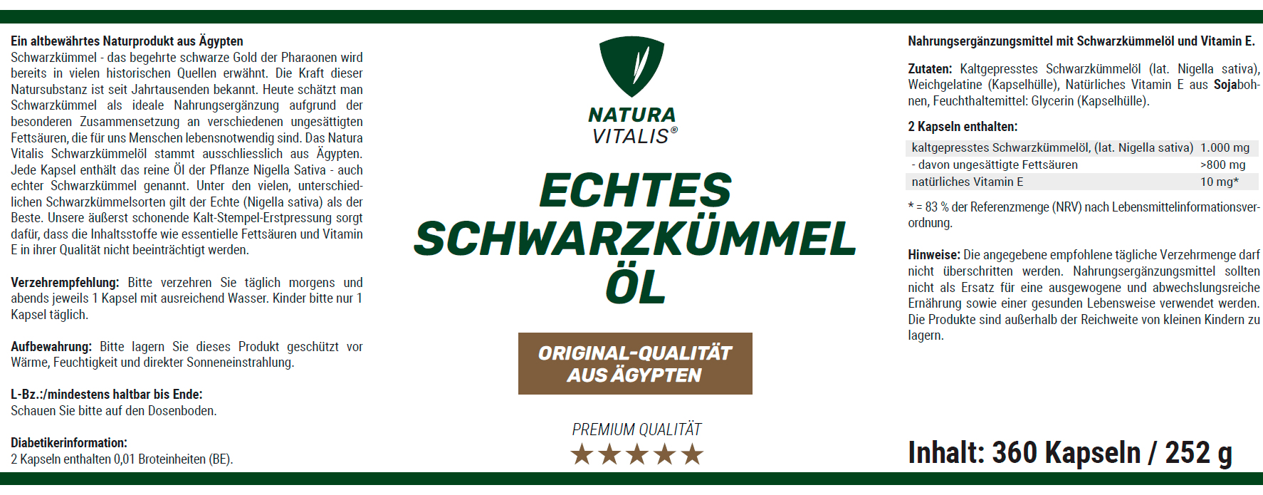 Original gyptisches Schwarzkmmell - 360 Softgels