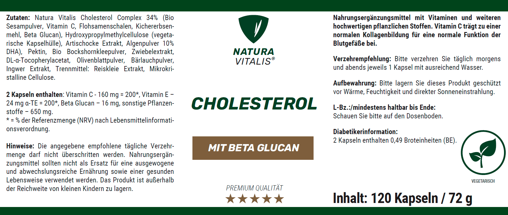 Cholesterol - fr cholesterinbewusste Menschen - 120 Kapseln