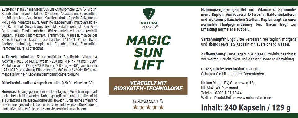 Magic-Sun Lift 240 Bräunungskapseln Turbo-Bräune
