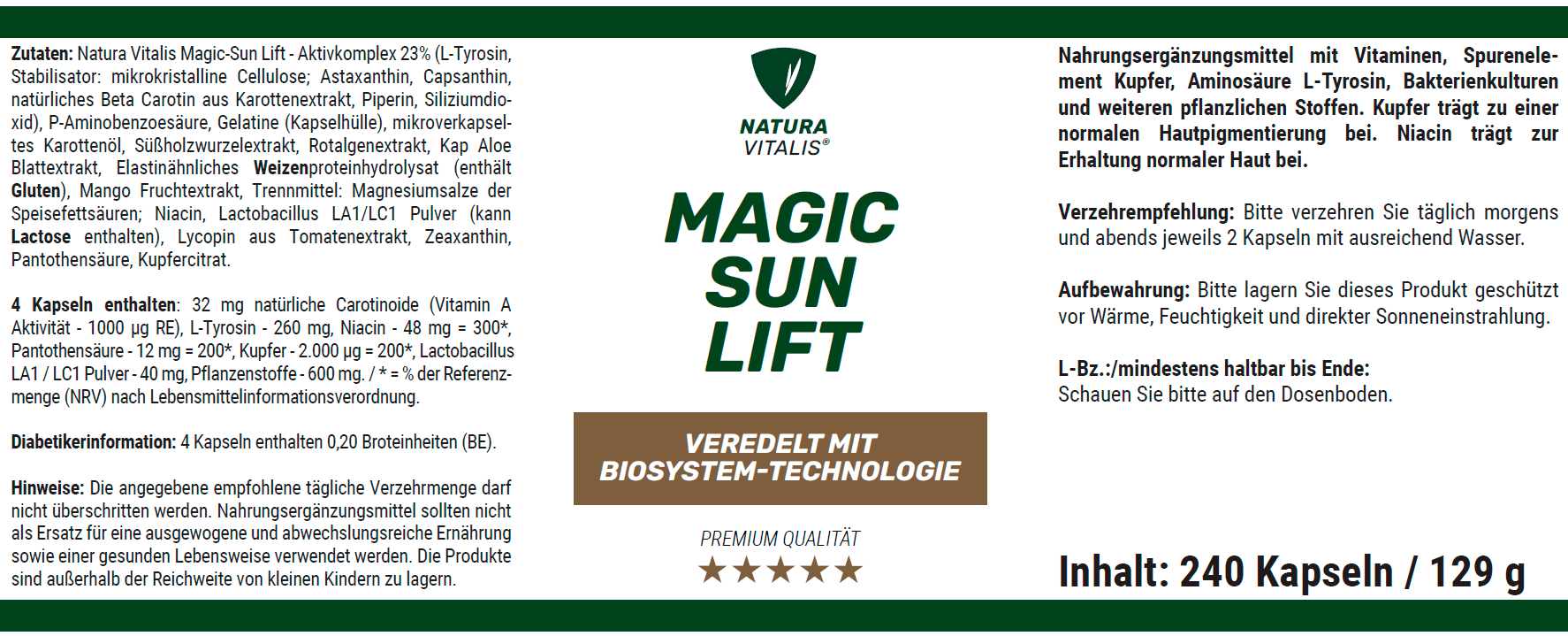 Magic-Sun Lift 240 Kapseln + Sun-Active-Creme 50 ml