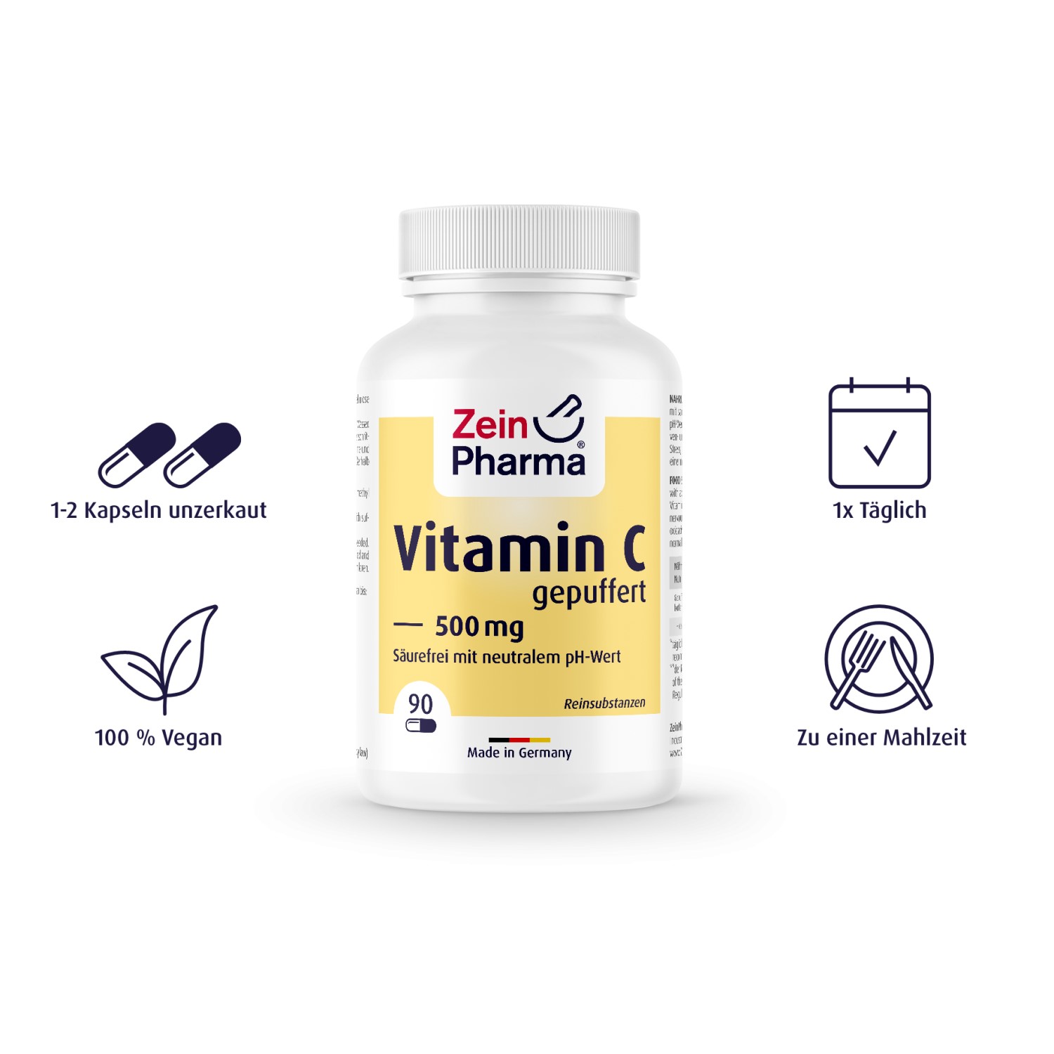 Gepuffertes Vitamin C 500 mg Kapseln von ZeinPharma