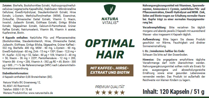 Optimal Hair Kapseln - F�r Ihr Haar - 120 St�ck
