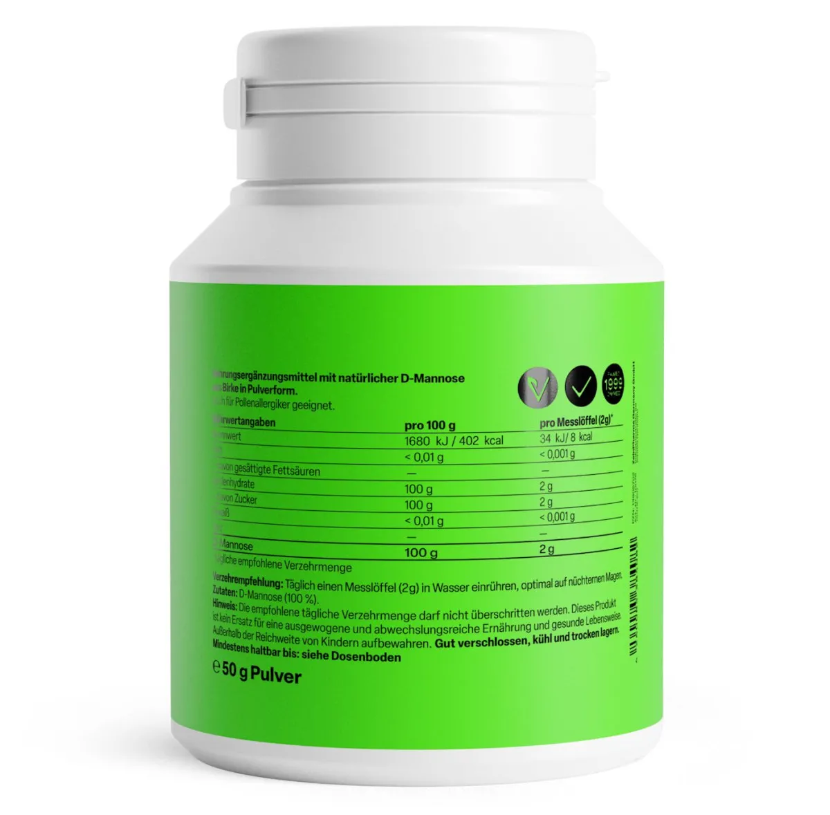 Natural D-Mannose Pulver 50g