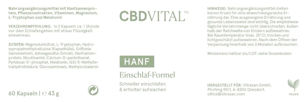 Hanf Einschlaf-Formel - 60 Kapseln
