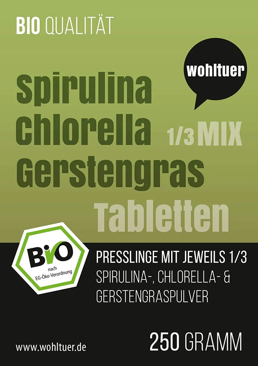 Bio Spirulina-Chlorella-Gerstengras-Mix Presslinge - 250g