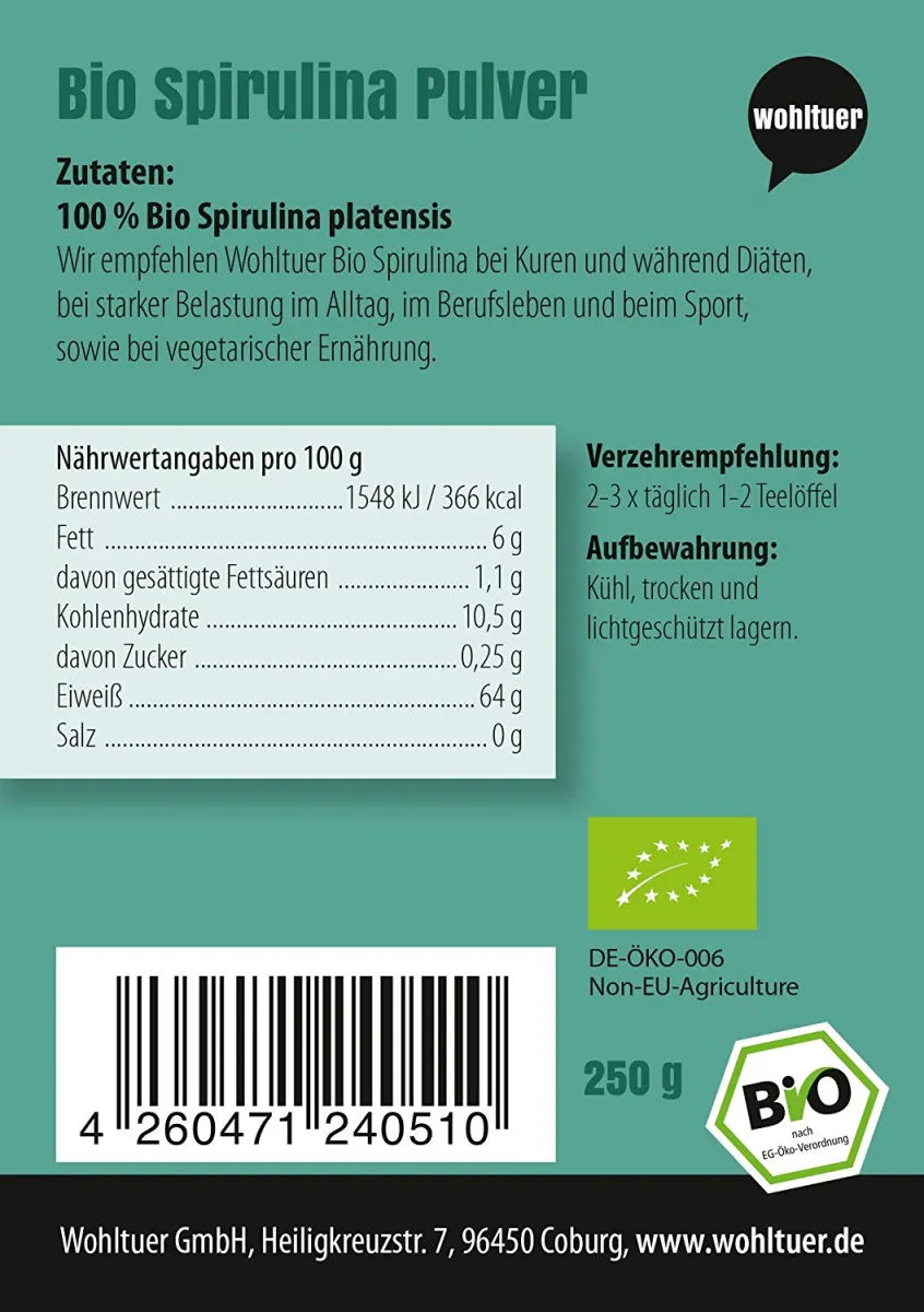 Bio Spirulina Pulver - 250g