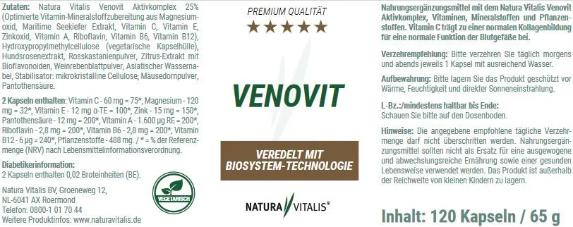 Venovit - 120 Kapseln von Natura Vitalis�