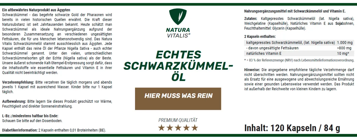 Original gyptisches Schwarzkmmell 120 Softgels
