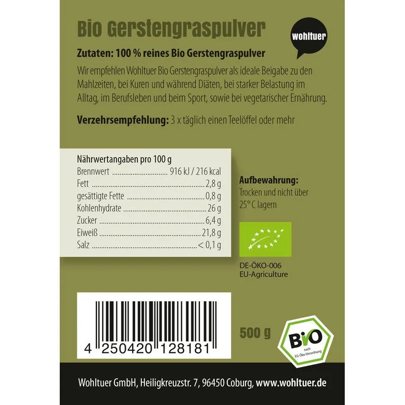 Bio Gerstengras Pulver - 500g