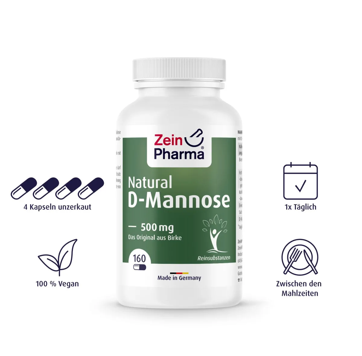 Natural D-Mannose 500mg - 160 Kapseln
