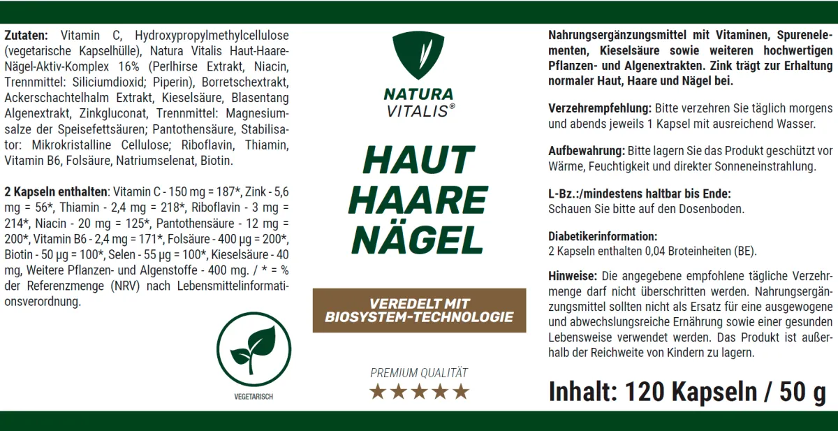 Haut - Haare und Ngel - 120 Kapseln