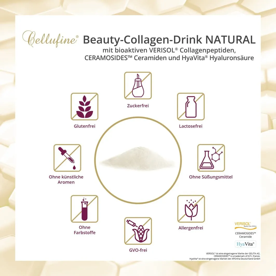 Cellufine Beauty-Collagen-Drink mit HyaVita Hyaluronsure NATURAL - 180g