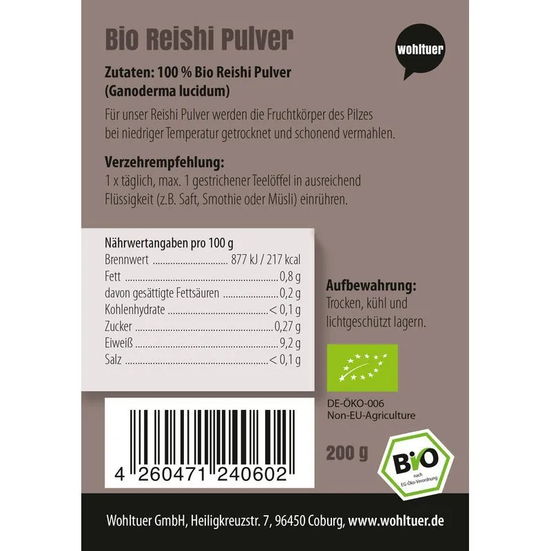 Bio Reishi Pulver - 200g