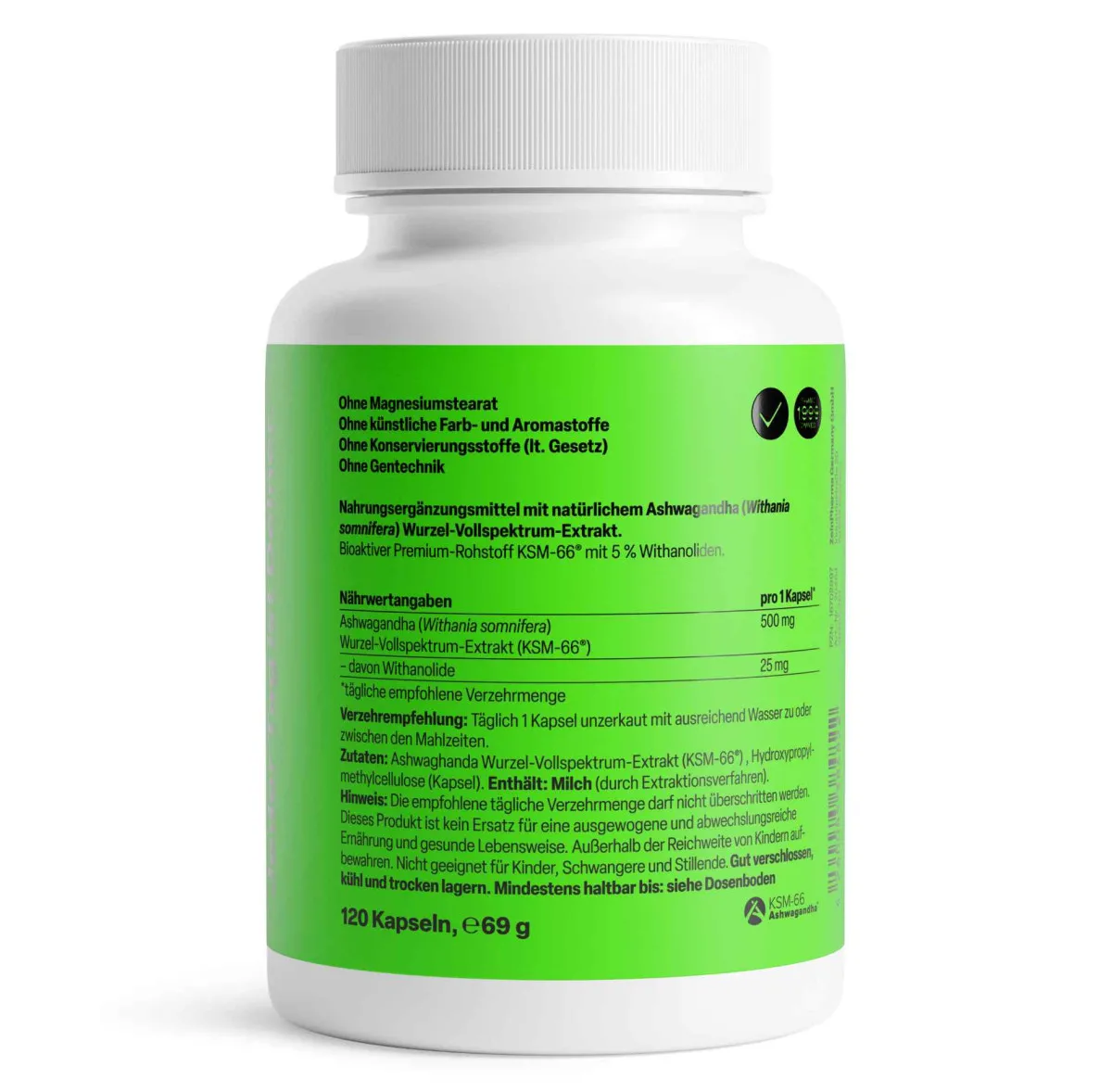 Ashwagandha Kapseln 500mg - 120 Kapseln