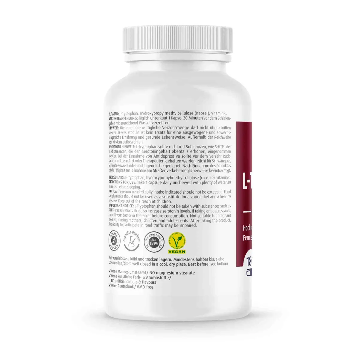 L-Tryptophan 500mg - 180 Kapseln