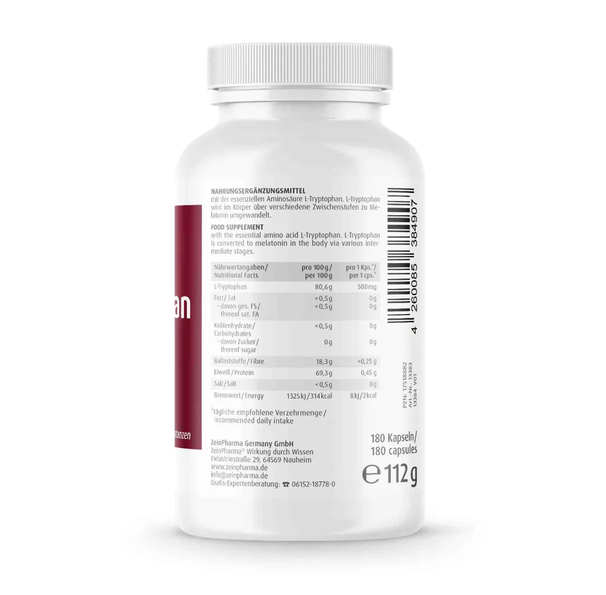 L-Tryptophan 500mg - 180 Kapseln