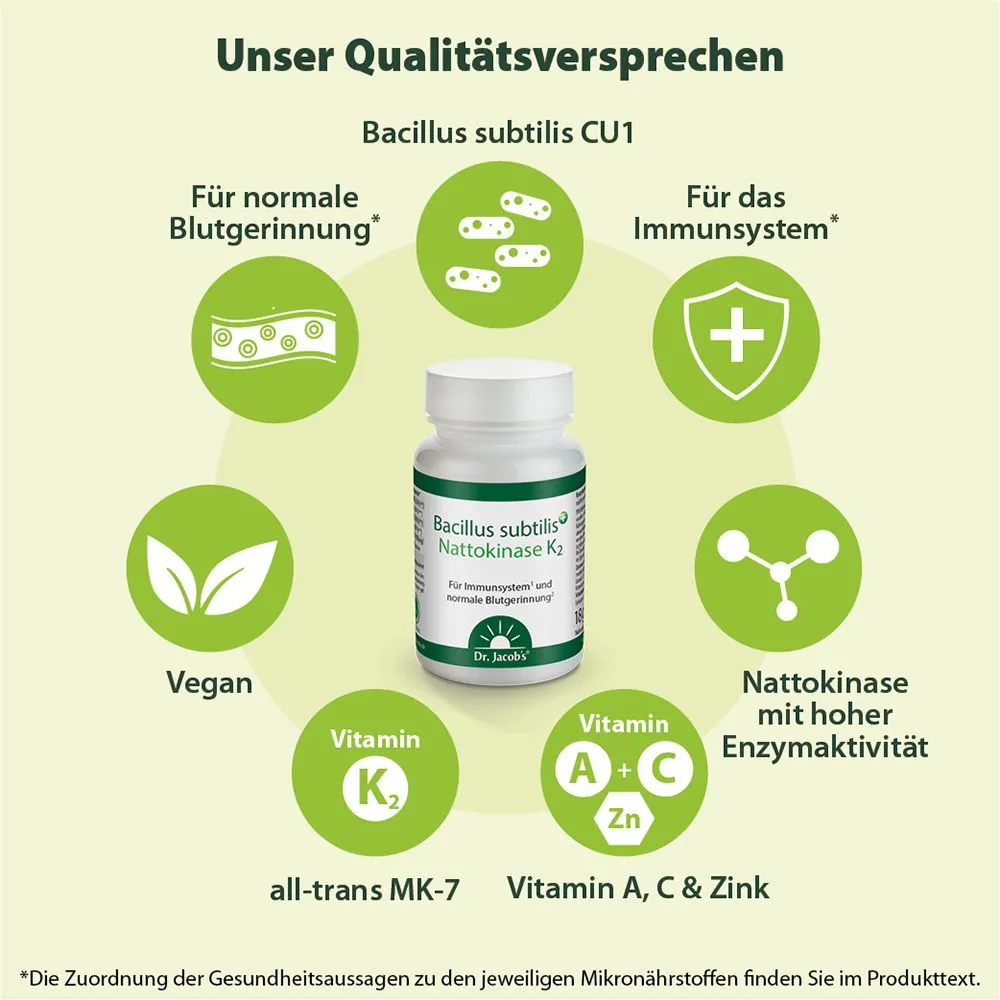 Bacillus subtilis plus Nattokinase K2 - 60 Kapseln