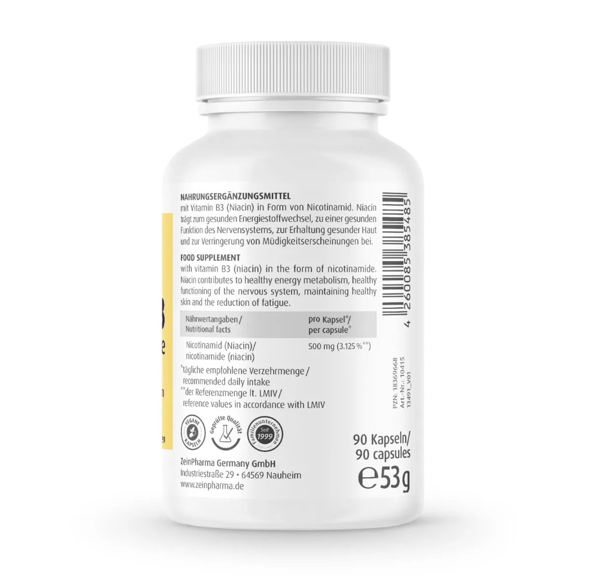 Vitamin B3 Forte 500mg - 90 Kapseln