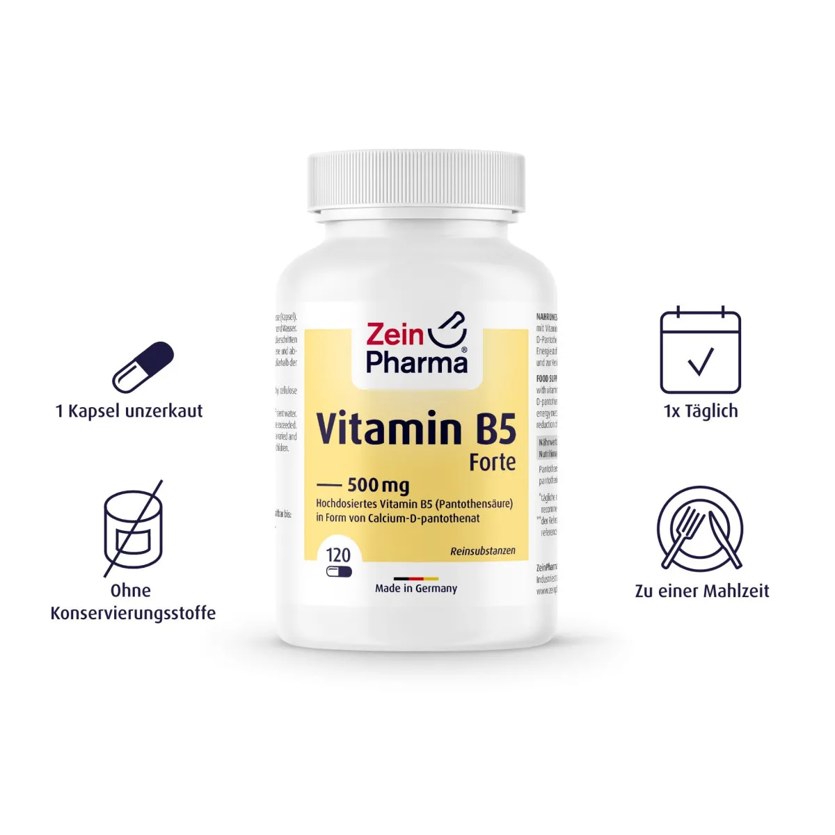 Vitamin B5 Forte 500mg - 120 Kapseln