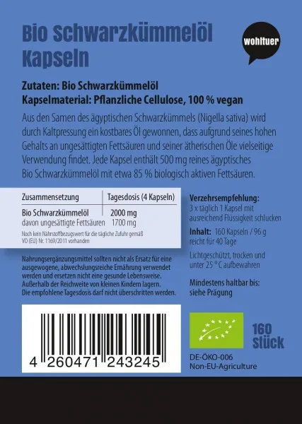 Bio Schwarzkmmell Kapseln 160 Stck