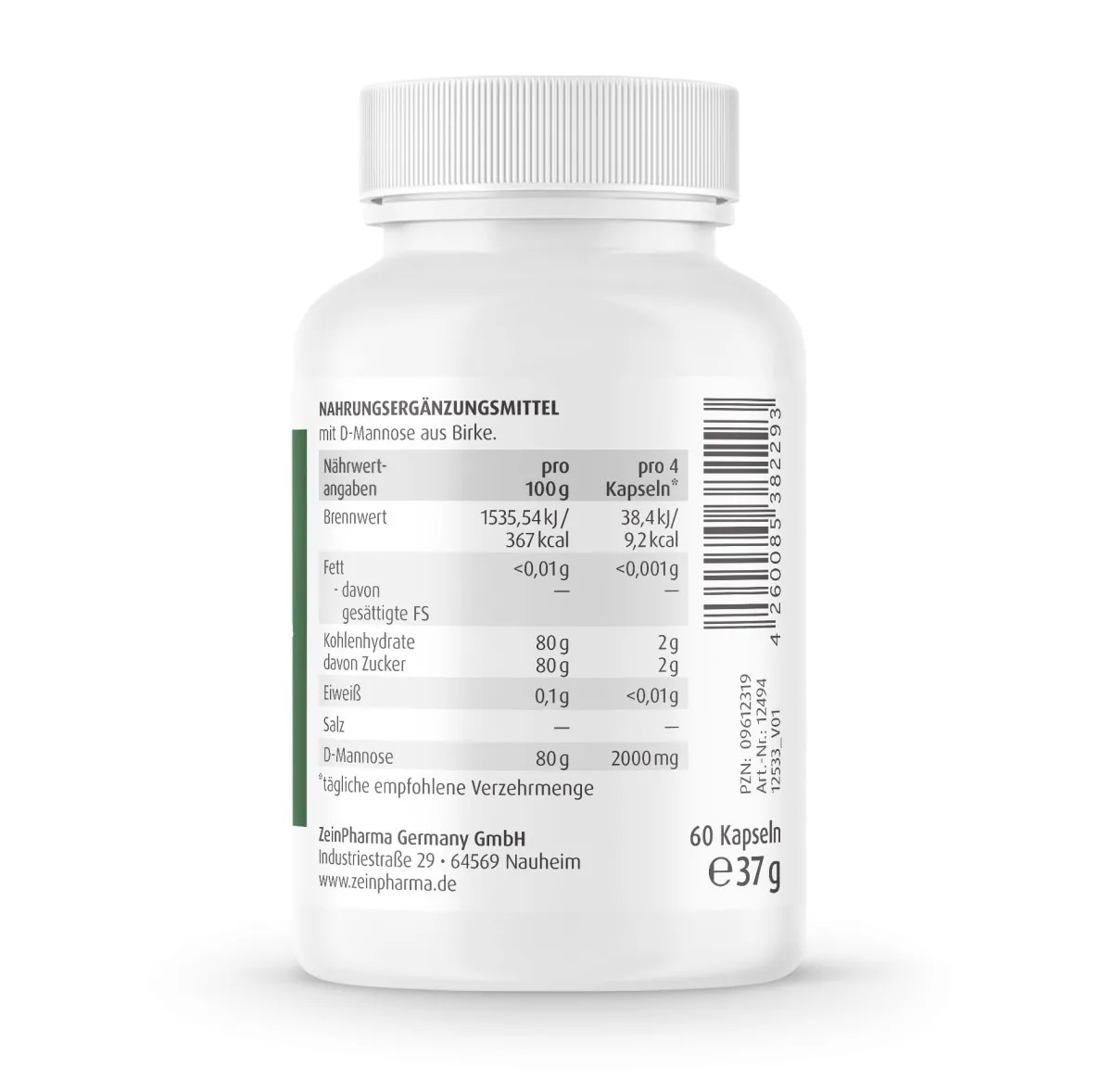 Natural D-Mannose 500mg - 60 Kapseln
