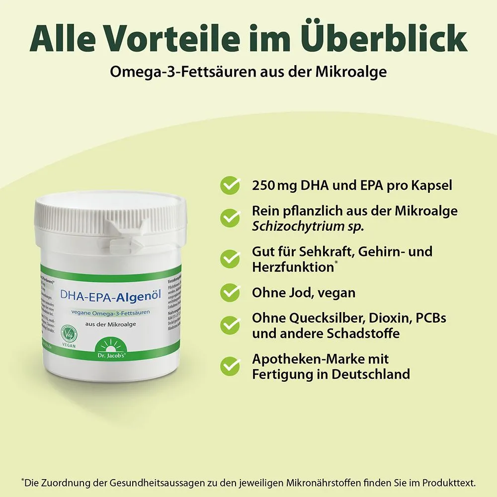 Dr. Jacob's DHA-EPA-Algenl - 60 Kapseln