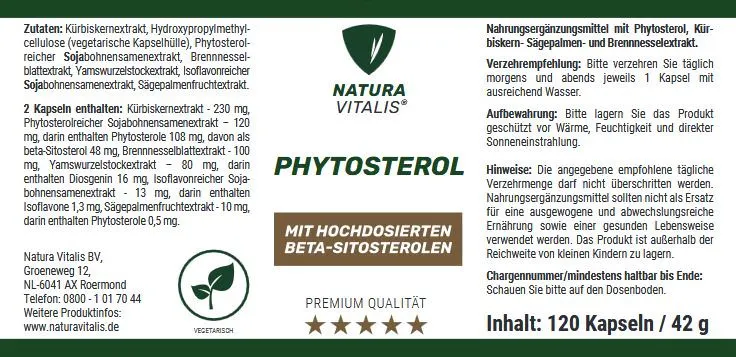 Phytosterol 120 Kapseln - f�r die Blase des Mannes