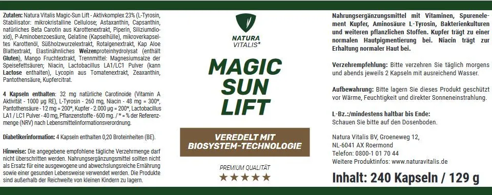 Magic Sun Lift 240 Br�unungskapseln Turbo-Br�une